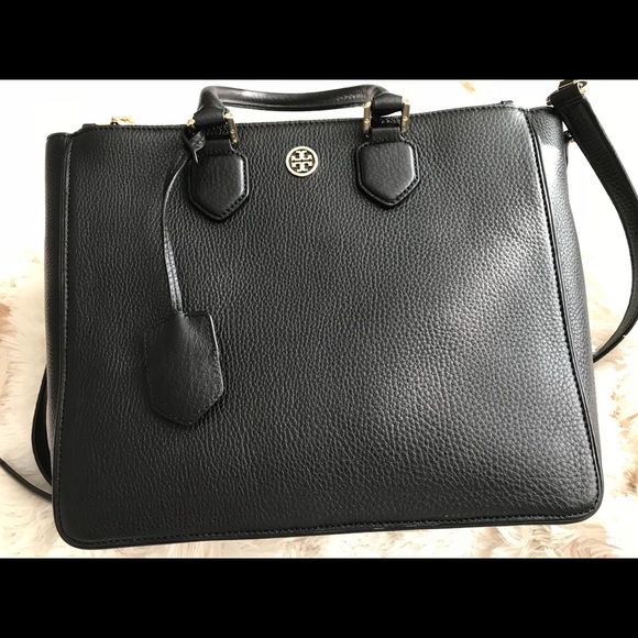 Authentic Tory Burch Robinson Pebbled Square tote - Picture 3 of 8